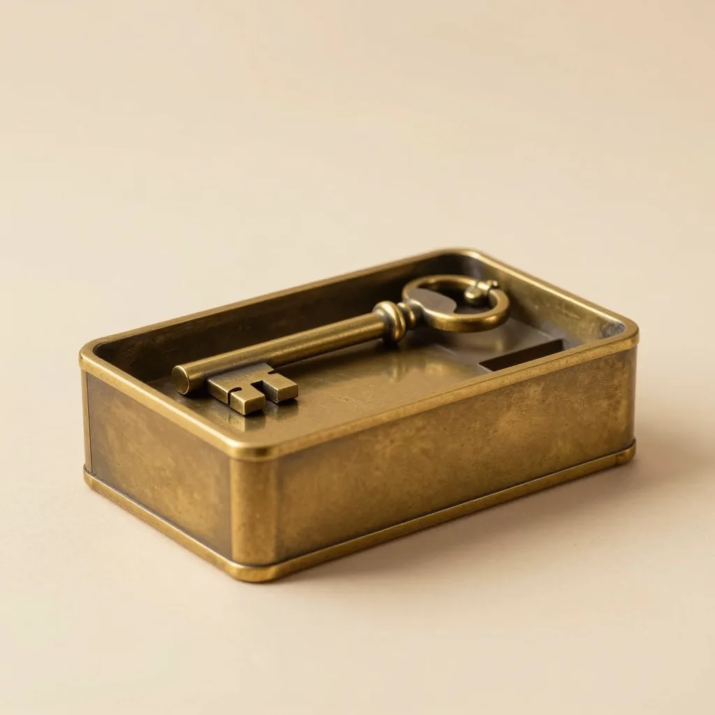 A classic brass key organiser on a light background