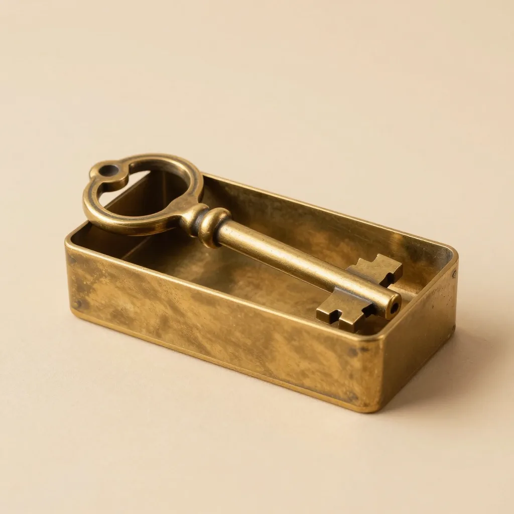 A large brass key organiser on a light background