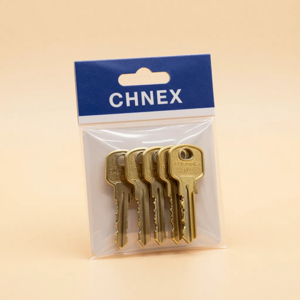 A pack of spare brass key holders on a light background