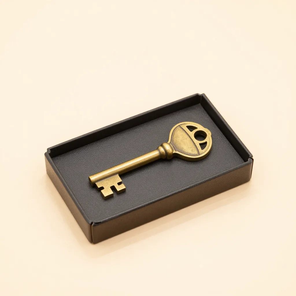 A brass key organiser gift set on a light background